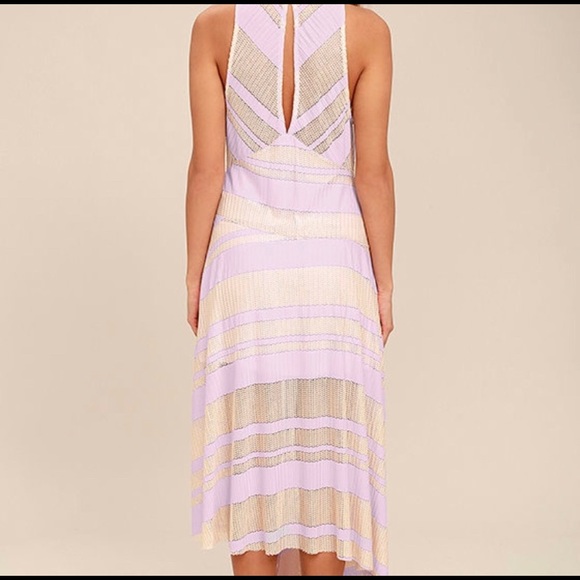 Free People Adrien Lavender Striped Midi Dress - Picture 3 of 6